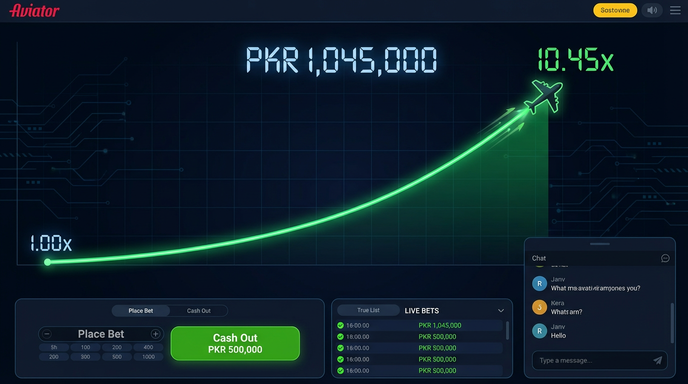 Main screen of PakGame aviator page for PK players